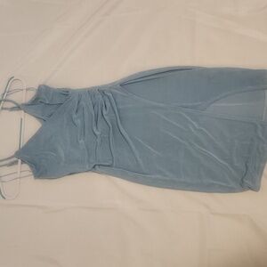 Revamped Light Blue Backless Dress